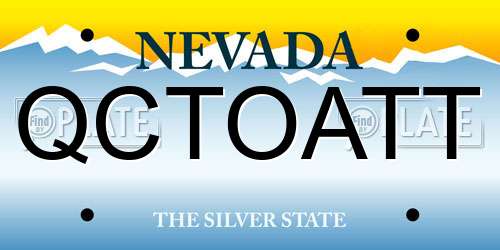 QCTOATT Nevada License Plate