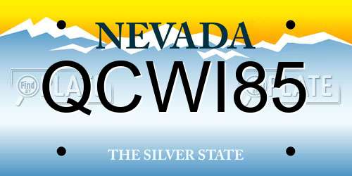 QCWI85 Nevada License Plate