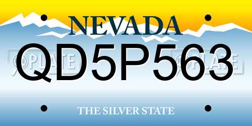 QD5P563 Nevada License Plate