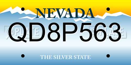 QD8P563 Nevada License Plate
