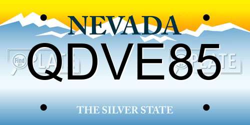 QDVE85 Nevada License Plate