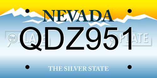 QDZ951 Nevada License Plate