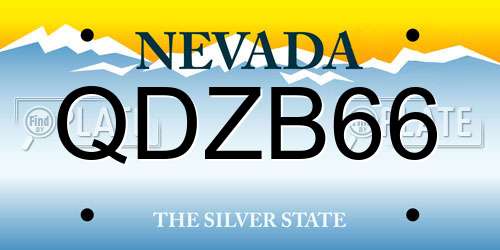 QDZB66 Nevada License Plate