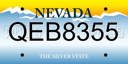 QEB8355 Nevada License Plate