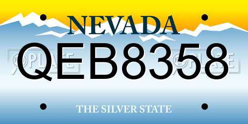 QEB8358 Nevada License Plate