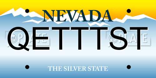 QETTTST Nevada License Plate