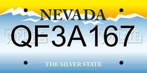 QF3A167 Nevada License Plate