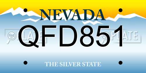 QFD851 Nevada License Plate