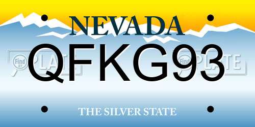 QFKG93 Nevada License Plate