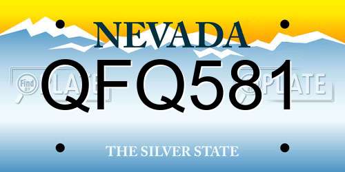 QFQ581 Nevada License Plate