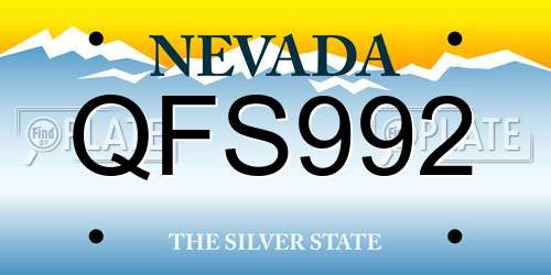 QFS992 Nevada License Plate