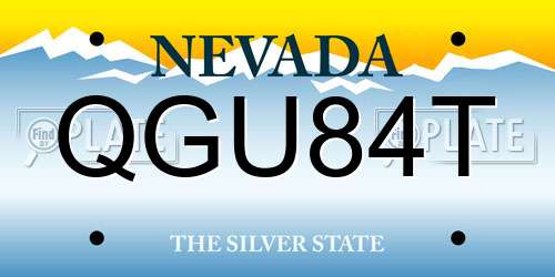 QGU84T Nevada License Plate