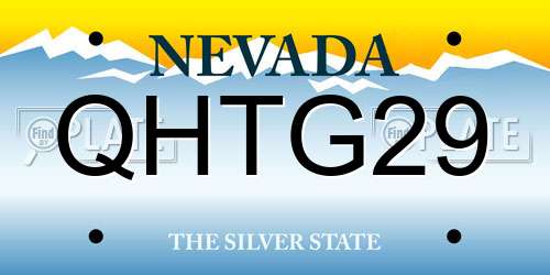 QHTG29 Nevada License Plate