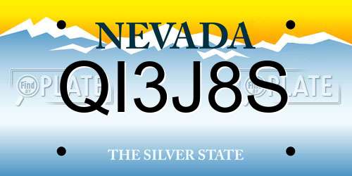 QI3J8S Nevada License Plate