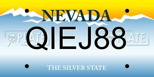 QIEJ88 Nevada License Plate