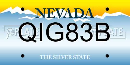 QIG83B Nevada License Plate