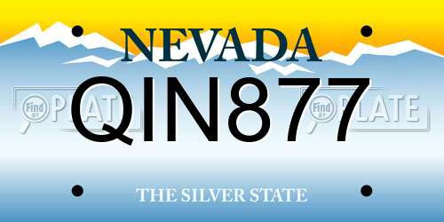 QIN877 Nevada License Plate
