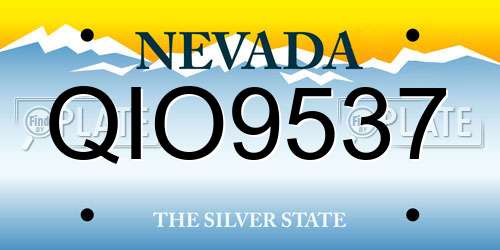 QIO9537 Nevada License Plate