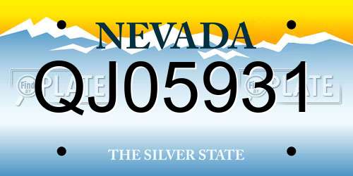 QJ05931 Nevada License Plate