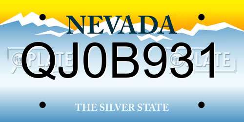 QJ0B931 Nevada License Plate