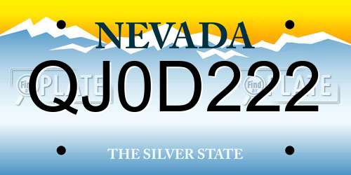 QJ0D222 Nevada License Plate
