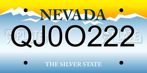 QJ0O222 Nevada License Plate