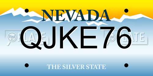 QJKE76 Nevada License Plate