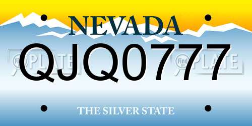 QJQ0777 Nevada License Plate
