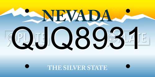 QJQ8931 Nevada License Plate