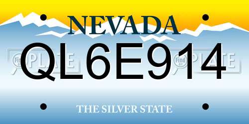 QL6E914 Nevada License Plate