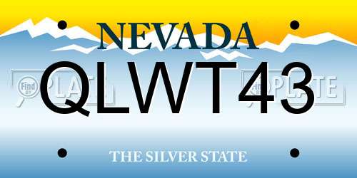 QLWT43 Nevada License Plate