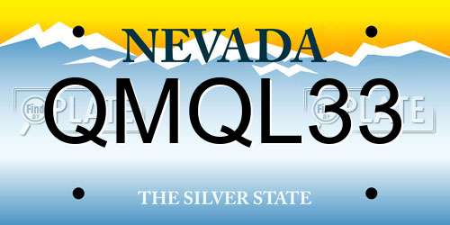 QMQL33 Nevada License Plate