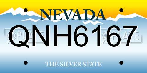 QNH6167 Nevada License Plate