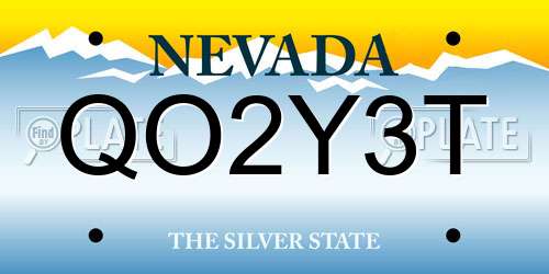 QO2Y3T Nevada License Plate