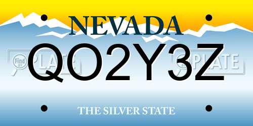 QO2Y3Z Nevada License Plate