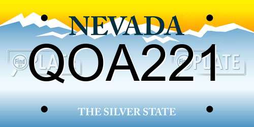 QOA221 Nevada License Plate