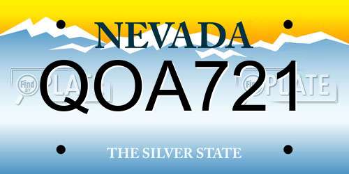 QOA721 Nevada License Plate