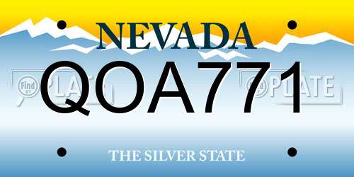 QOA771 Nevada License Plate