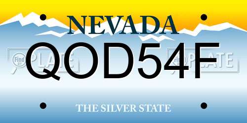 QOD54F Nevada License Plate