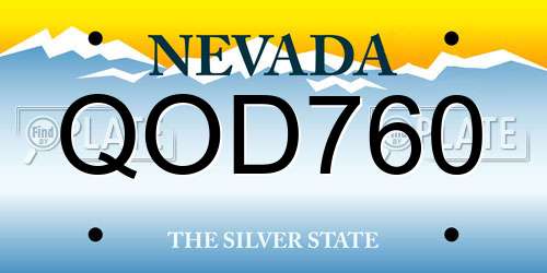 QOD760 Nevada License Plate