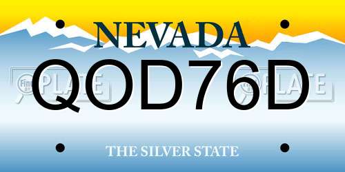 QOD76D Nevada License Plate