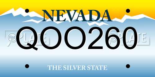 QOO260 Nevada License Plate