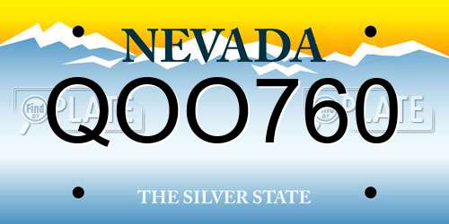 QOO760 Nevada License Plate