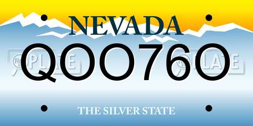 QOO76O Nevada License Plate