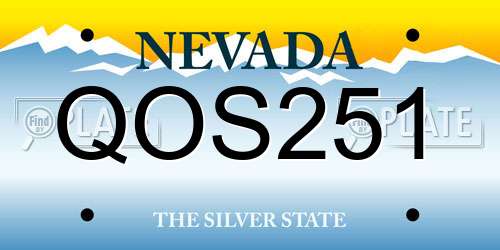 QOS251 Nevada License Plate