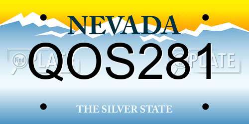 QOS281 Nevada License Plate
