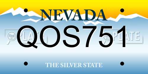 QOS751 Nevada License Plate