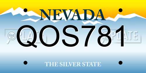QOS781 Nevada License Plate