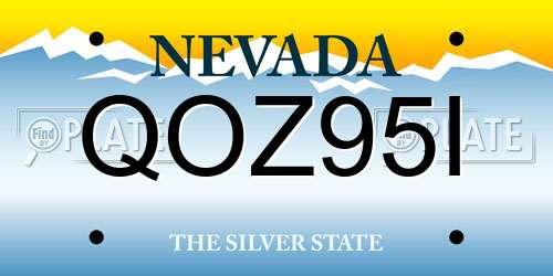 QOZ95I Nevada License Plate