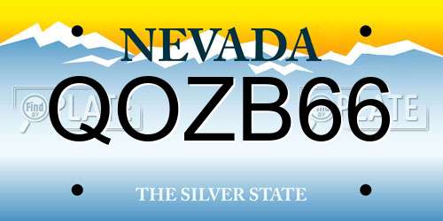 QOZB66 Nevada License Plate
